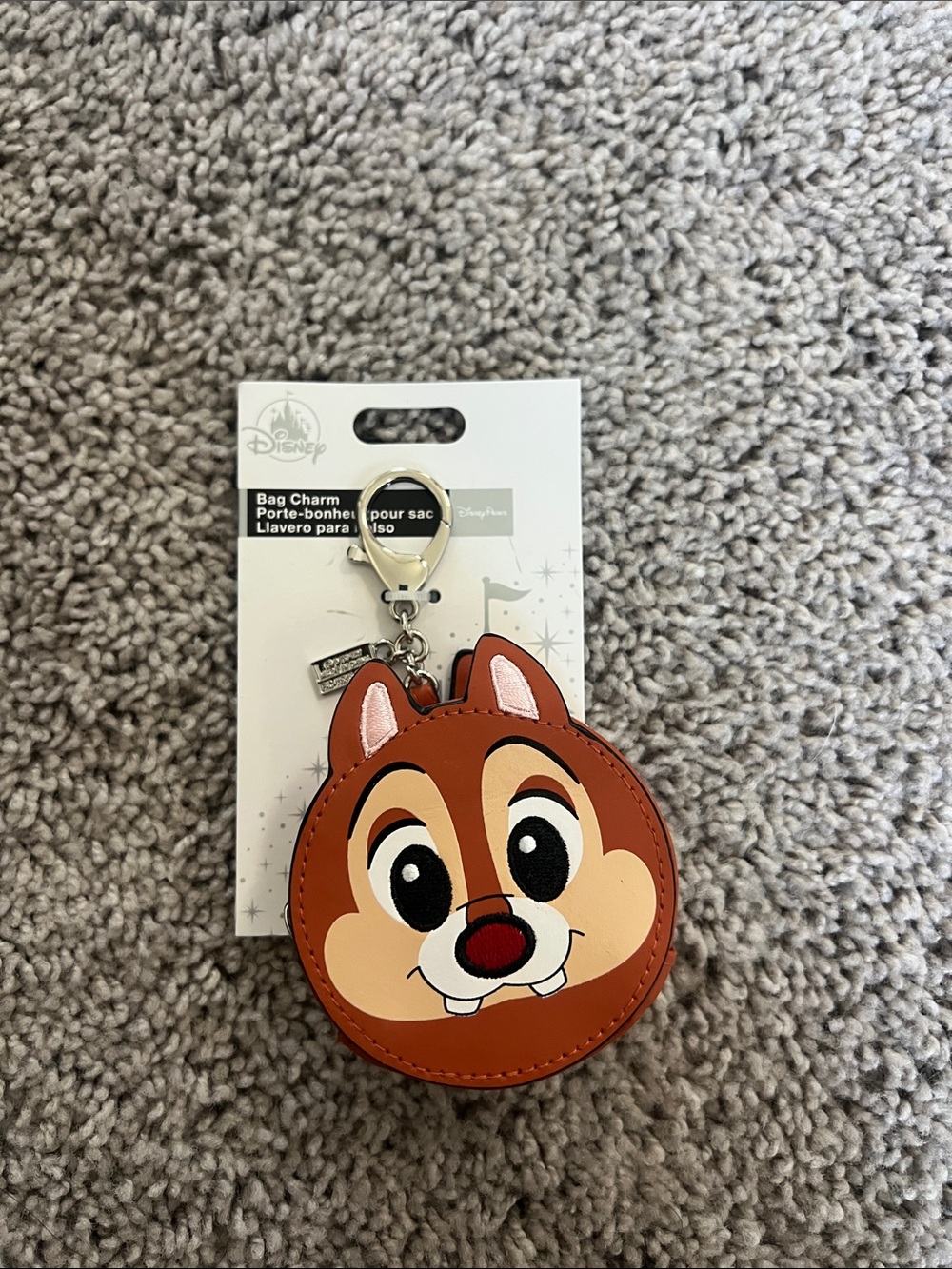 Disney Chipmunk Face Keychain - Brown, Tan, Black, White, Red